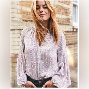 NEW NWT Boden Size 2 Harriet Pink White Starburst Blouse